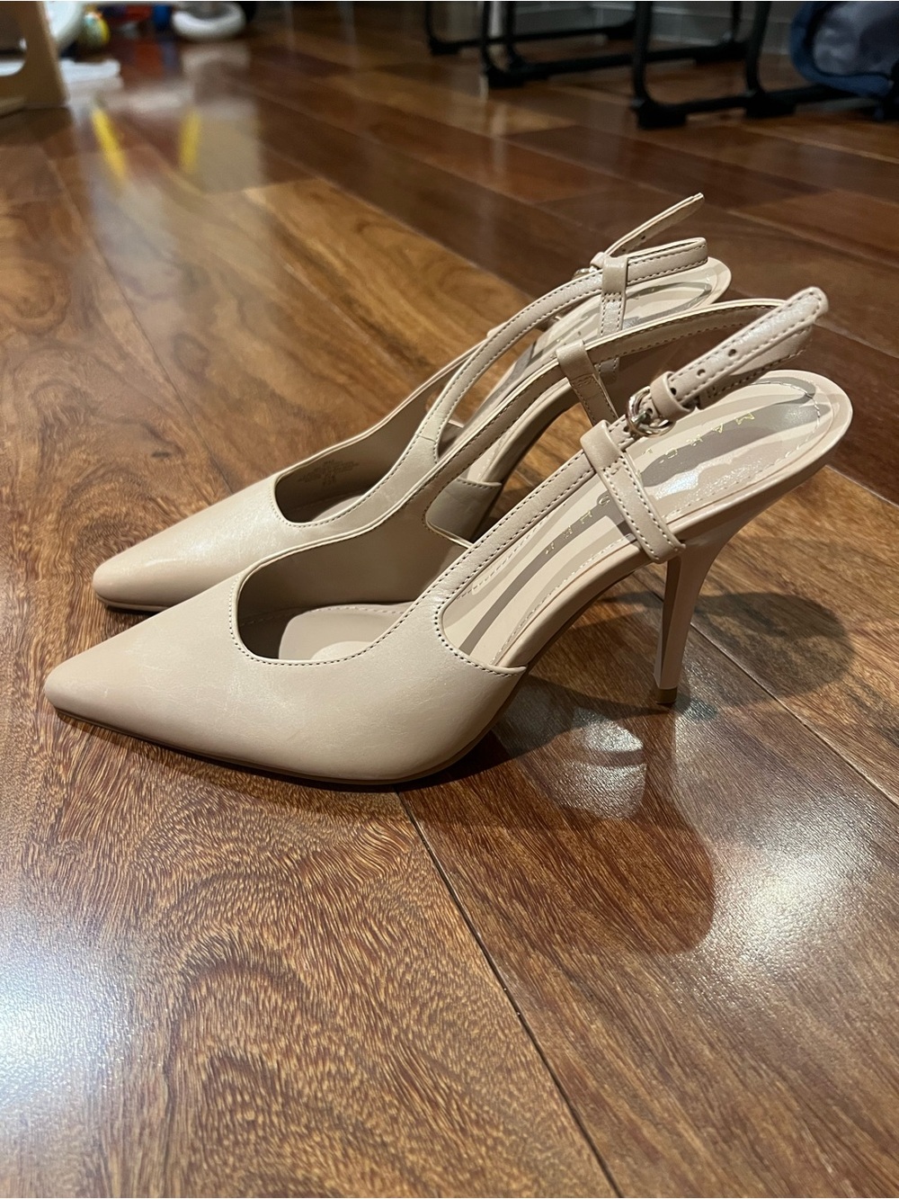 Marc Fisher Beige Pointed-Toe Slingback Stiletto Heels